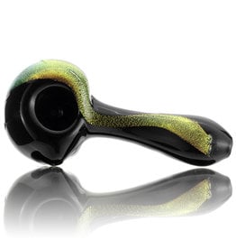 Rowan Glass Spoon Dry Pipe GOLD DICHRO on BLACK by Rowan Glass