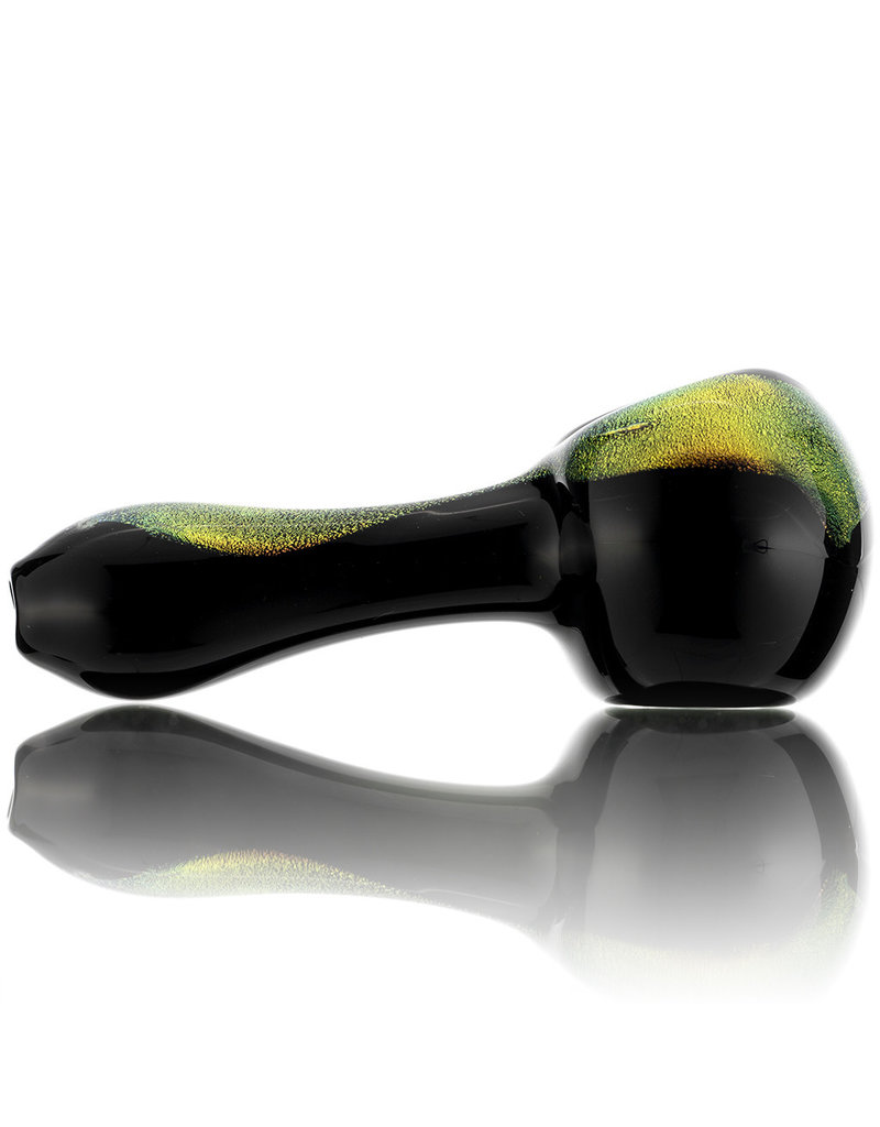 Rowan Glass Spoon Dry Pipe GOLD DICHRO on BLACK by Rowan Glass