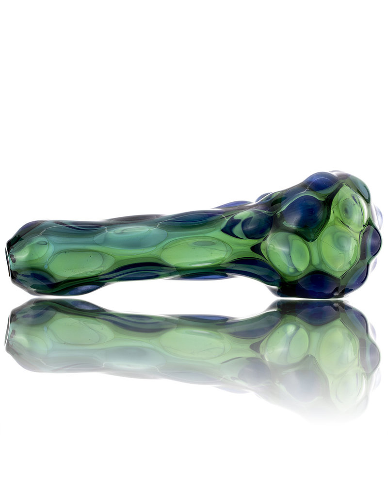 Glass Dry Pipe SILVER Fume over TRANSLUCENT GREEN by Griffin