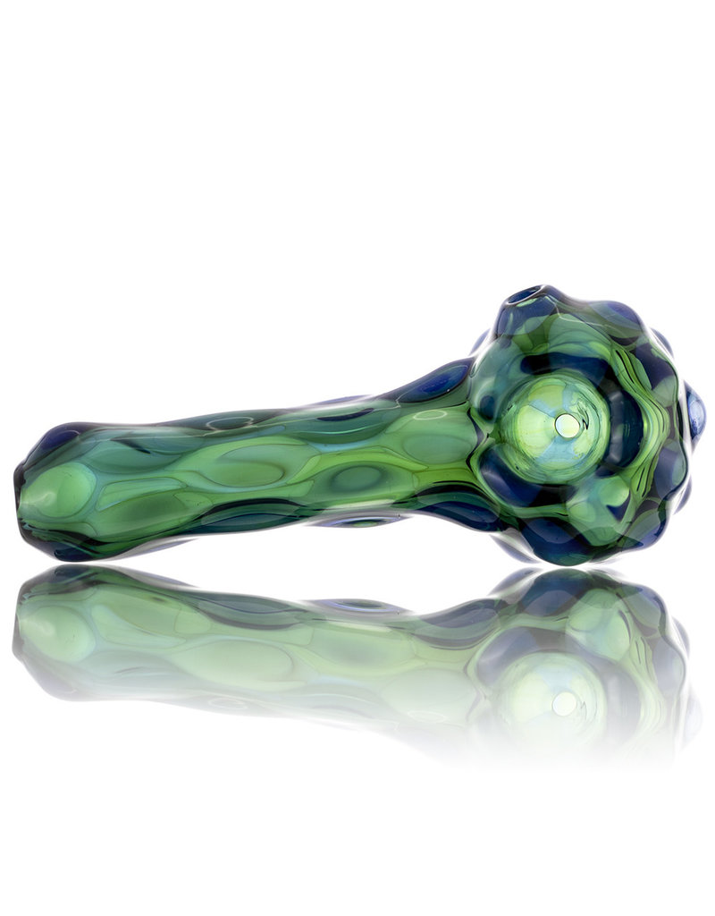 Glass Dry Pipe SILVER Fume over TRANSLUCENT GREEN by Griffin