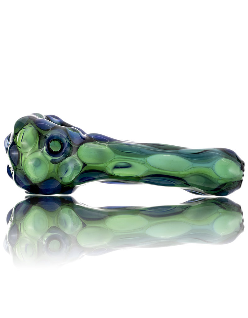 Glass Dry Pipe SILVER Fume over TRANSLUCENT GREEN by Griffin