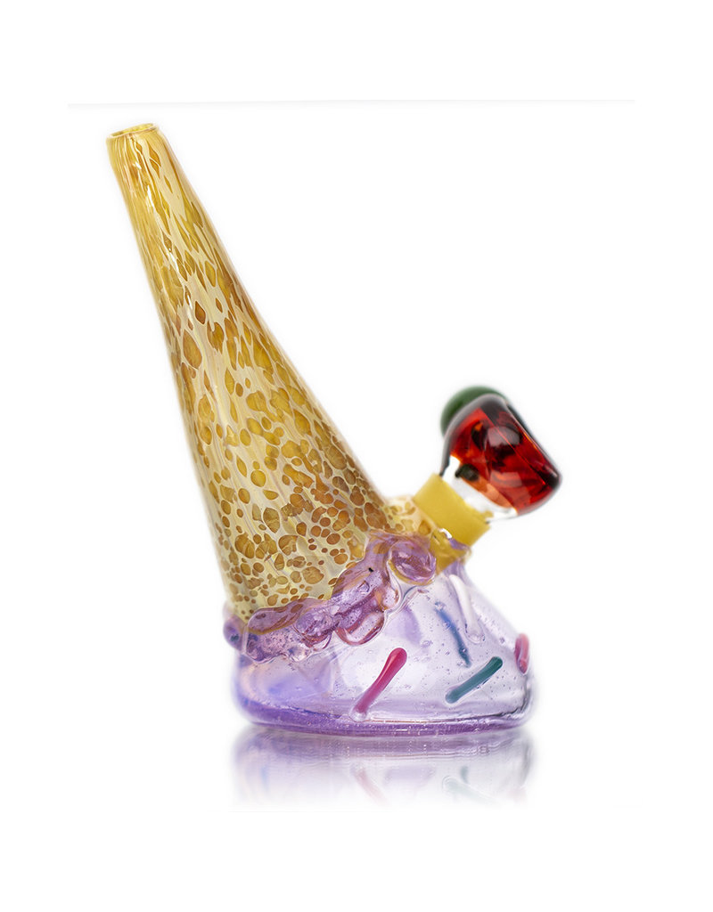 Christina Cody Glass Bubbler Water Pipe Purple Haze Ice Cream Cone by Christina Cody