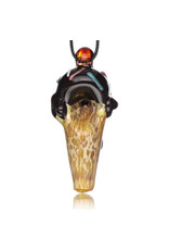 Christina Cody Glass Pendant CHOCOLATE Ice Cream Cone Spoon Dry Pipe by Christina Cody