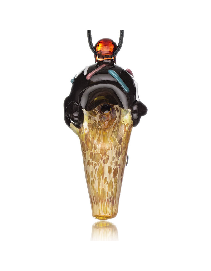 Christina Cody Glass Pendant CHOCOLATE Ice Cream Cone Spoon Dry Pipe by Christina Cody