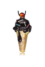 Christina Cody Glass Pendant CHOCOLATE Ice Cream Cone Spoon Dry Pipe by Christina Cody