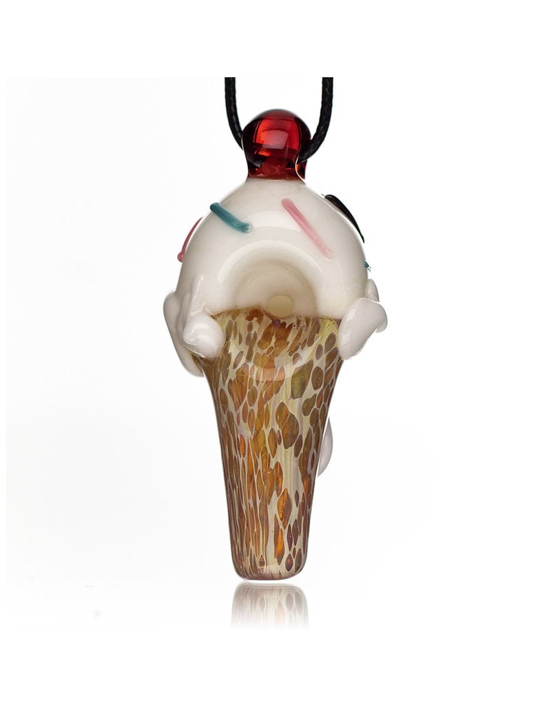 Christina Cody Glass Pendant VANILLA Ice Cream Cone Spoon Dry Pipe by Christina Cody