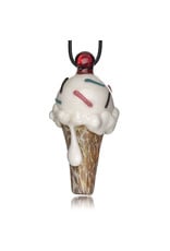 Christina Cody Glass Pendant VANILLA Ice Cream Cone Spoon Dry Pipe by Christina Cody