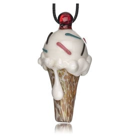 Christina Cody Glass Pendant VANILLA Ice Cream Cone Spoon Dry Pipe by Christina Cody