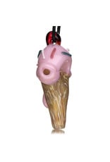 Christina Cody Glass Pendant STRAWBERRY Ice Cream Cone Spoon Dry Pipe by Christina Cody