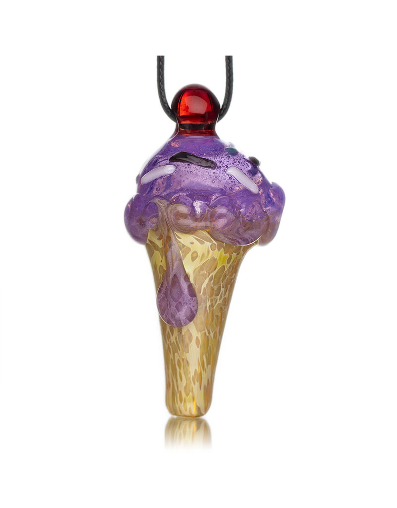 Christina Cody Glass Pendant PURPLE HAZE Ice Cream Cone Spoon Dry Pipe by Christina Cody