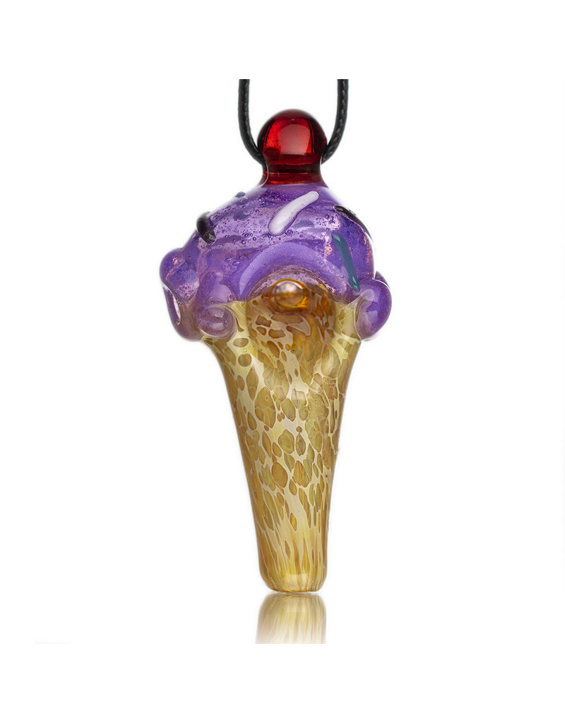 Christina Cody Glass Pendant PURPLE HAZE Ice Cream Cone Spoon Dry Pipe by Christina Cody