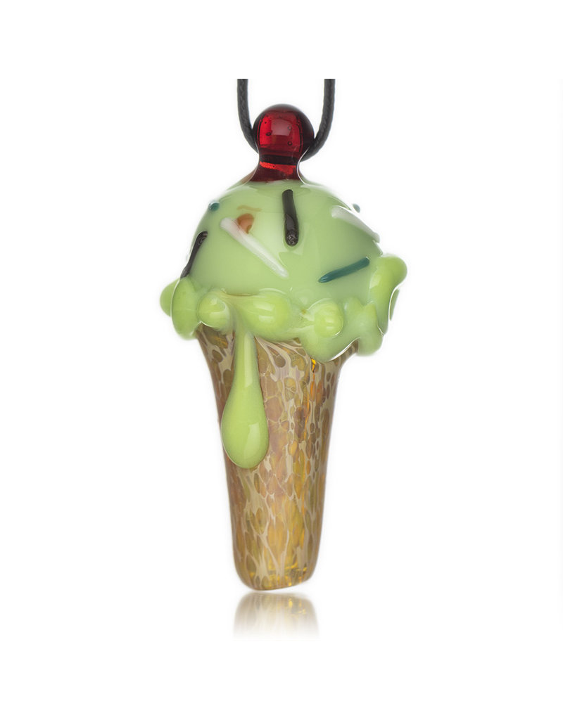 Christina Cody Glass Pendant MINT Ice Cream Cone Spoon Dry Pipe by Christina Cody