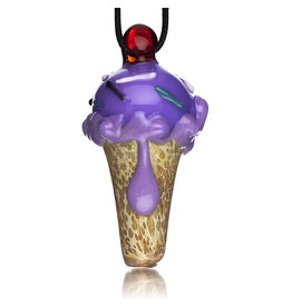 Christina Cody Glass Pendant WILD BERRY Ice Cream Cone Spoon Dry Pipe by Christina Cody