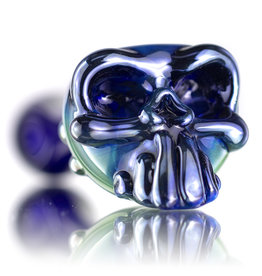 Jeff Lamy SOLD Glass Pipe DRY Spoon Skull Fume over Cobalt by Jeff Lamy (A)