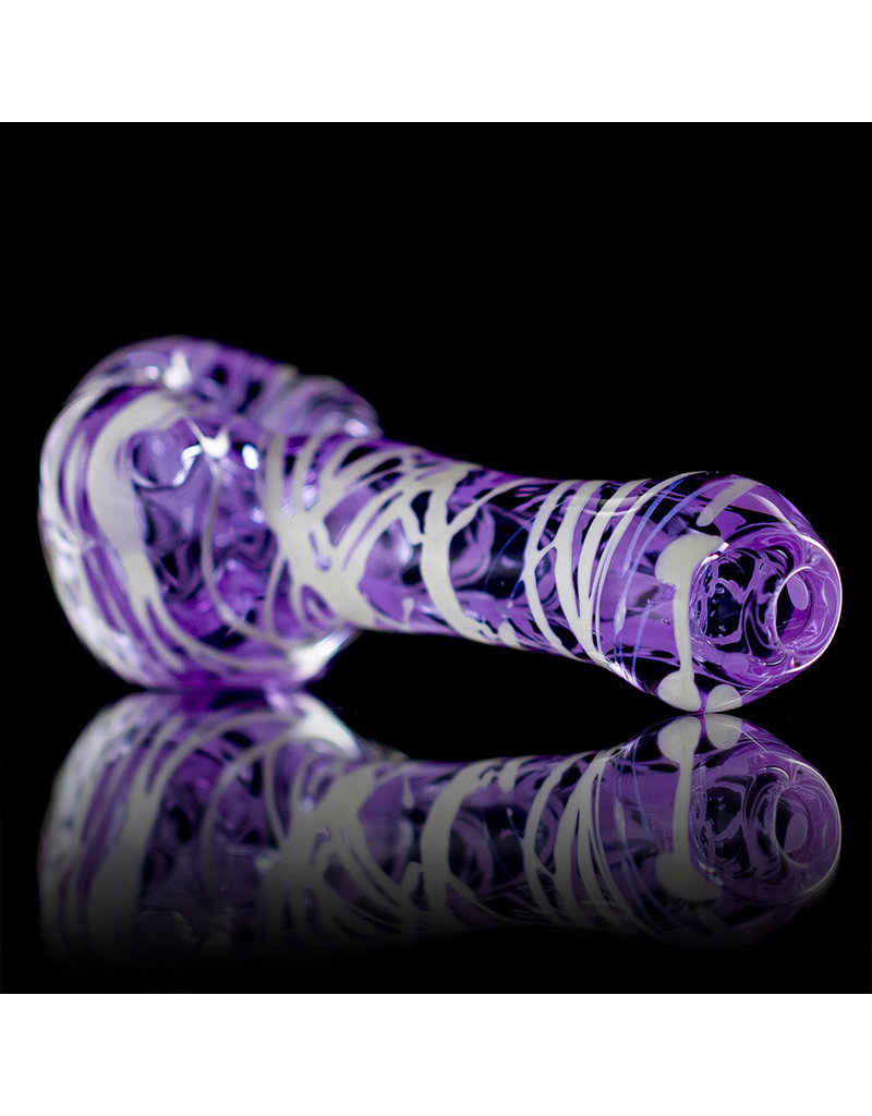 Koy Glass Glass Pipe White Splatter on Translucent Pink by Koy Glass