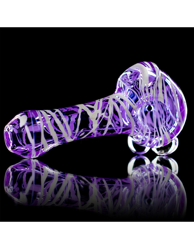 Koy Glass Glass Pipe White Splatter on Translucent Pink by Koy Glass