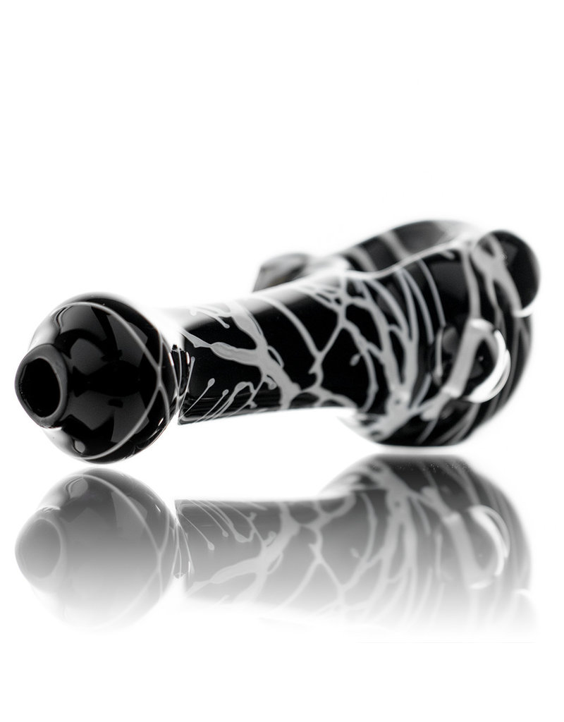 Koy Glass Glass Pipe White Splatter on Black by Koy Glass