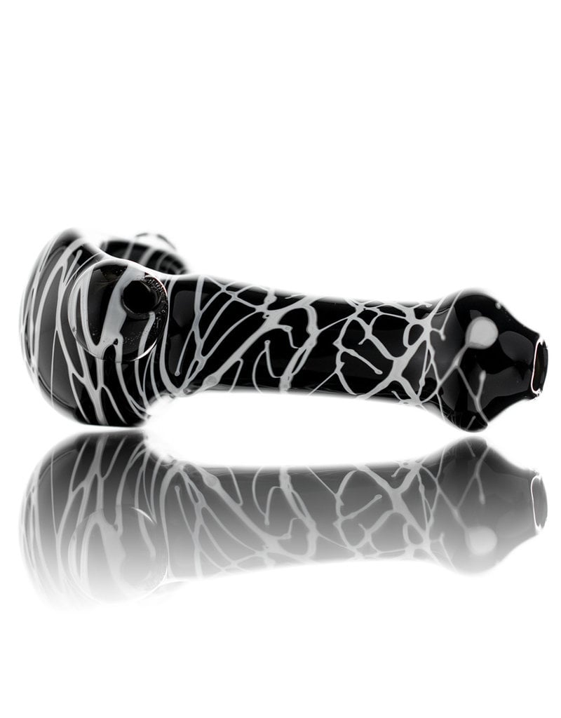 Koy Glass Glass Pipe White Splatter on Black by Koy Glass