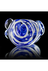 Koy Glass Glass Pipe White Splatter on BLUE by Koy Glass