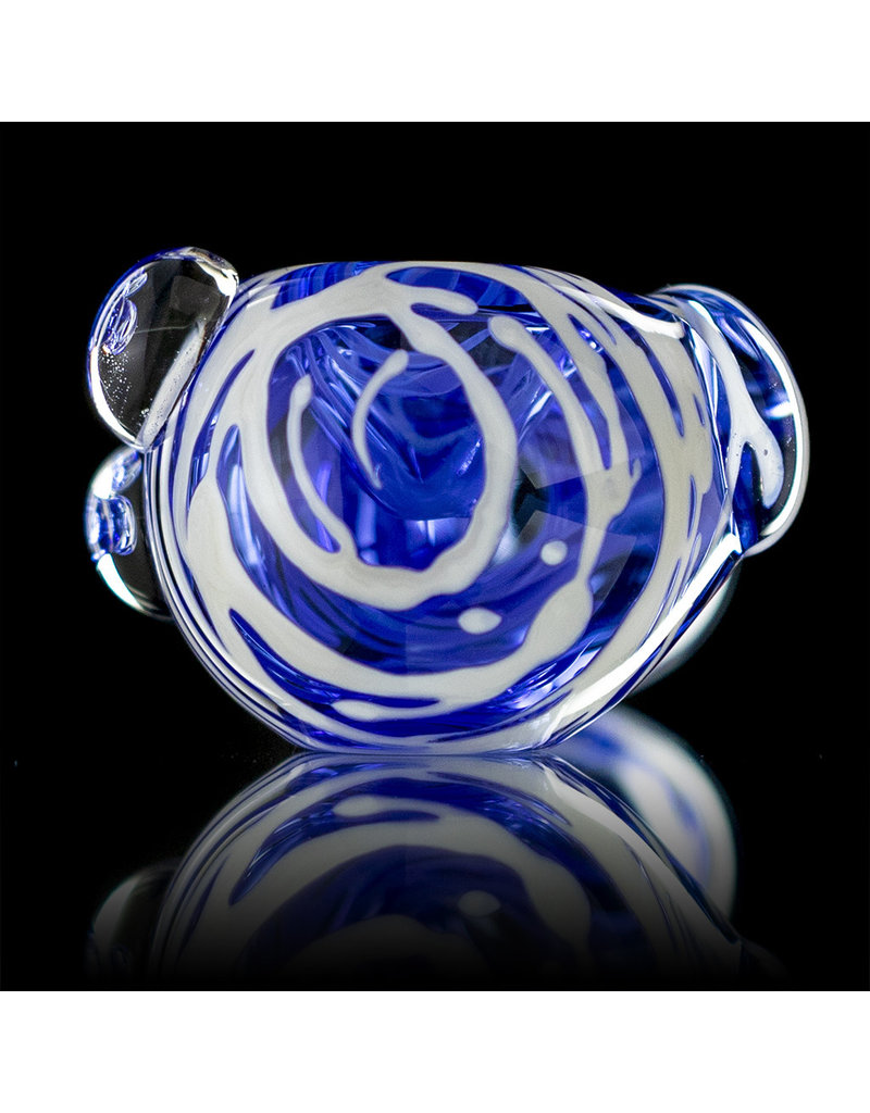 Koy Glass Glass Pipe White Splatter on BLUE by Koy Glass