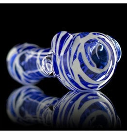 Koy Glass Glass Pipe White Splatter on BLUE by Koy Glass