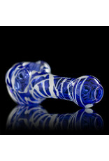 Koy Glass Glass Pipe White Splatter on BLUE by Koy Glass