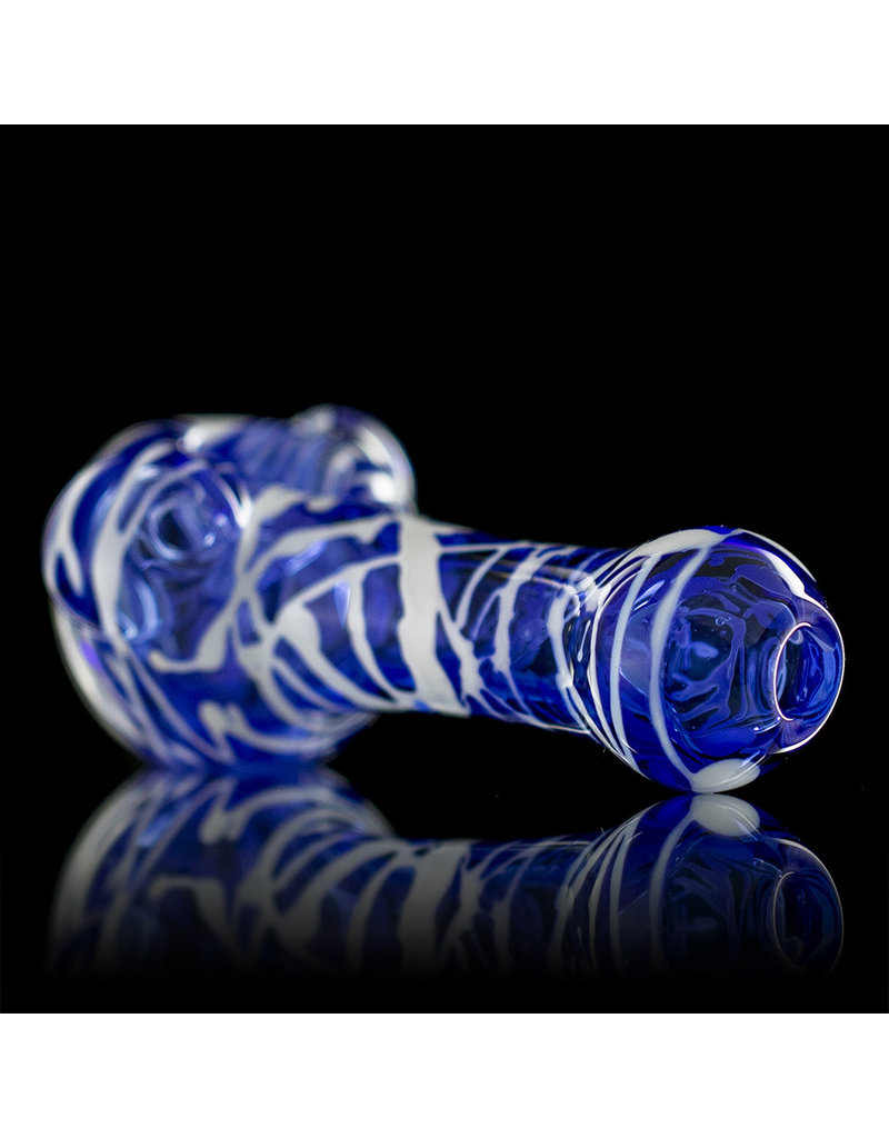 Koy Glass Glass Pipe White Splatter on BLUE by Koy Glass