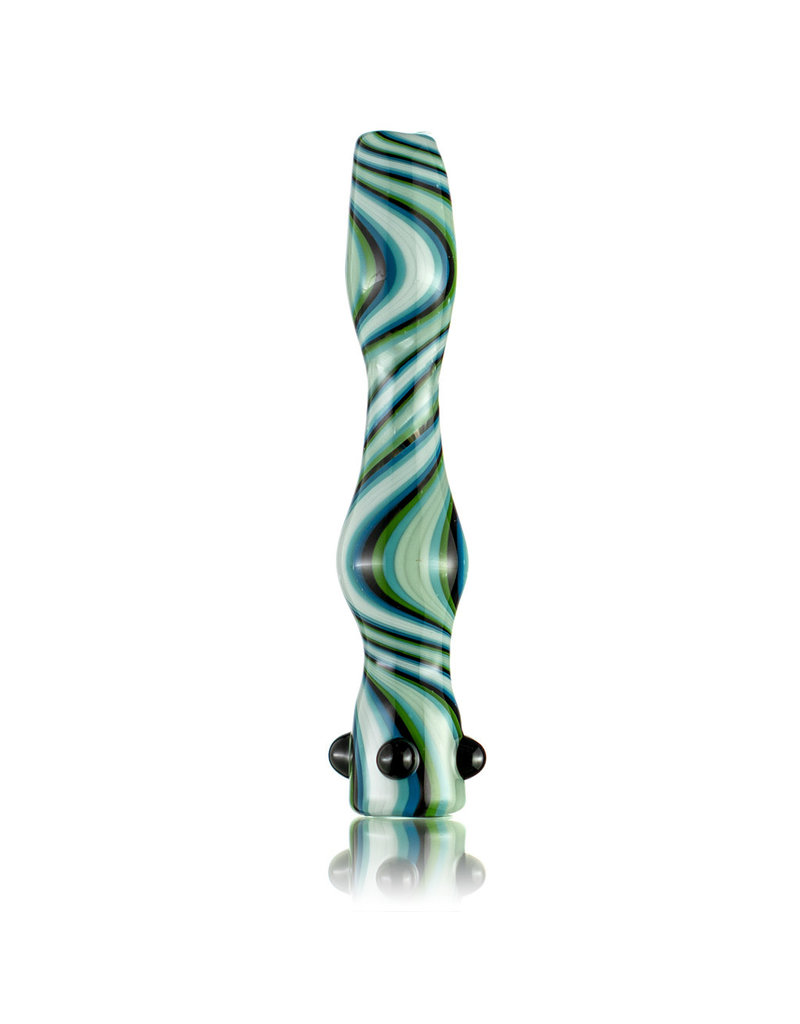 Brickyard Glass Glass One Hitter Wig Wag Line Worked Chillum (A) by Brickyard Glass