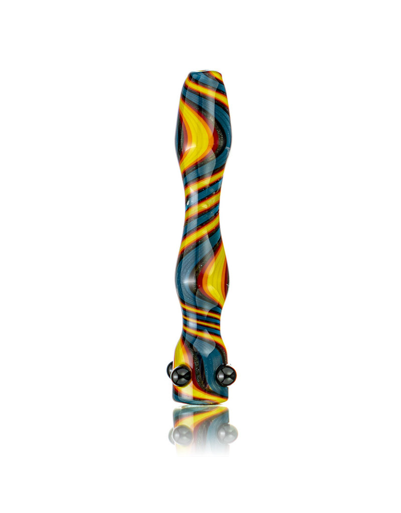 Brickyard Glass Glass One Hitter Wig Wag Line Worked Chillum (B) by Brickyard Glass