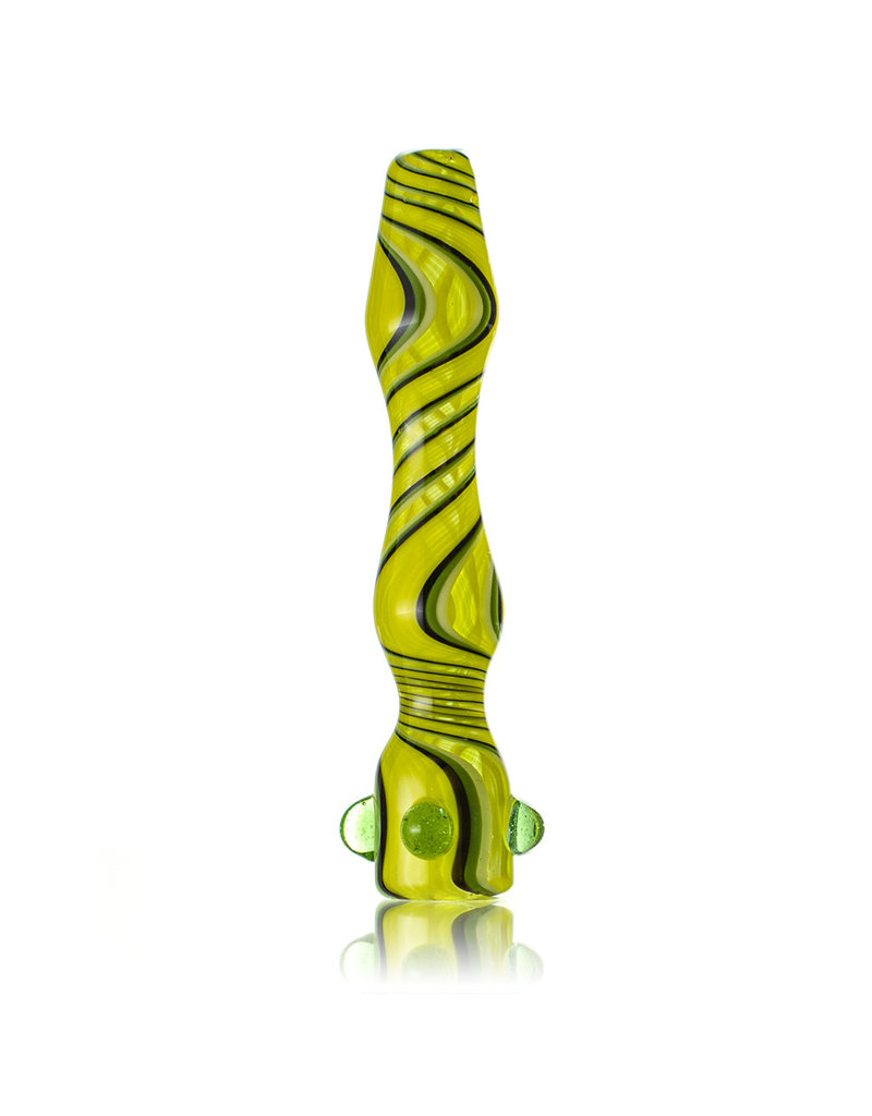 Brickyard Glass Glass One Hitter Wig Wag Line Worked Chillum (C) by Brickyard Glass