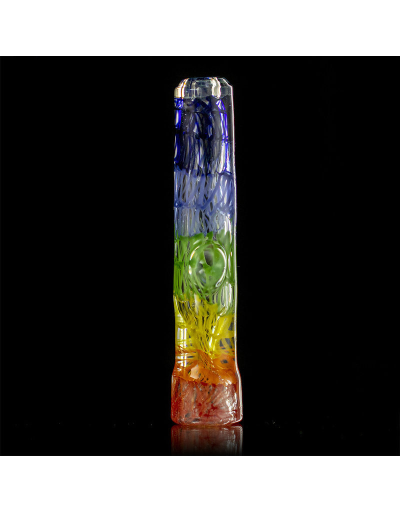 Key Glass Co Glass One Hitter Rainbow Coil Chillum (B) by Key Glass