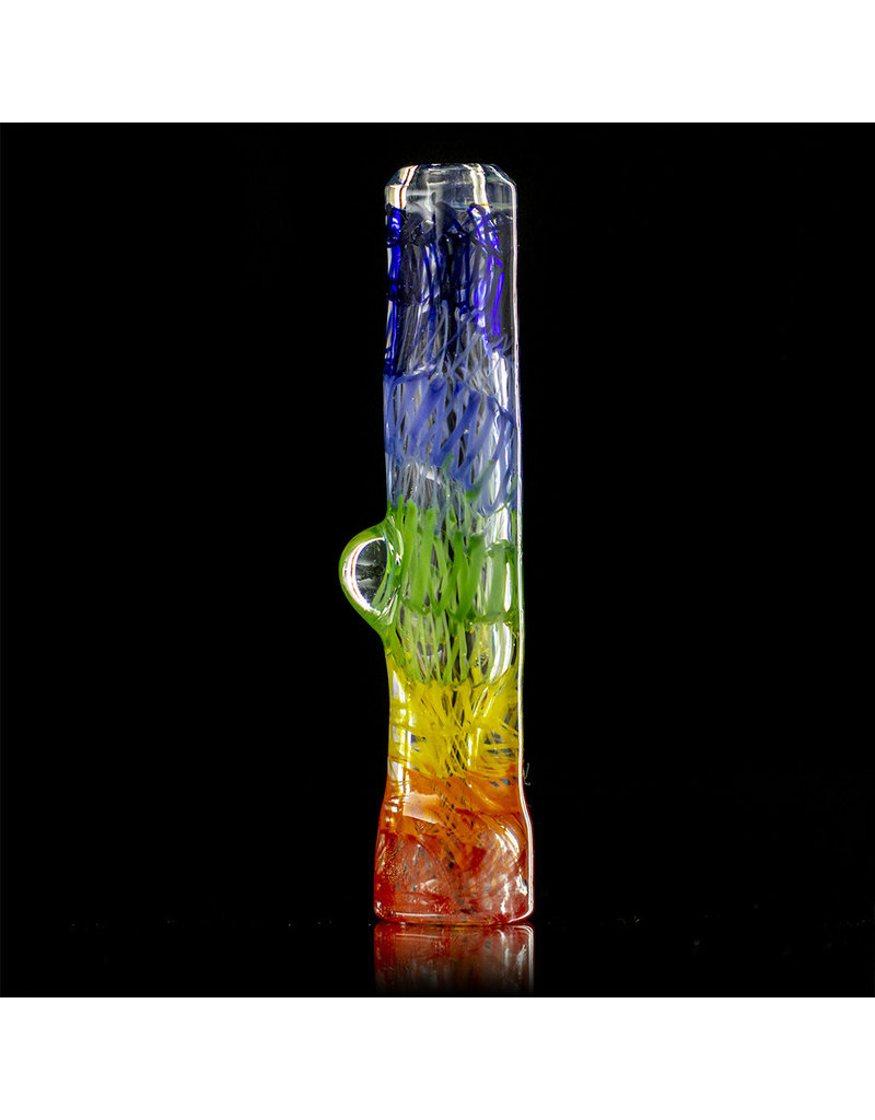 Key Glass Co Glass One Hitter Rainbow Coil Chillum (B) by Key Glass