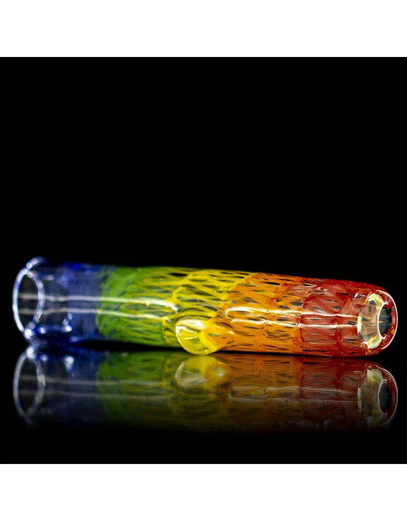 Key Glass Co Glass One Hitter Rainbow Coil Chillum (C) by Key Glass