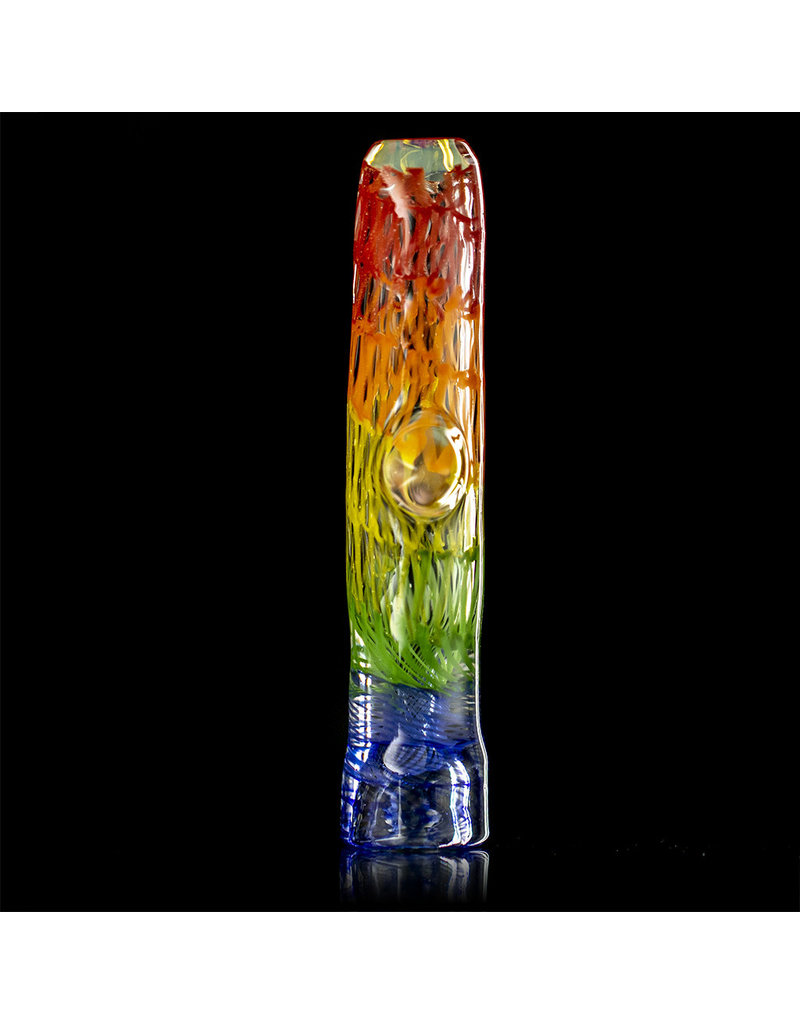 Key Glass Co Glass One Hitter Rainbow Coil Chillum (C) by Key Glass