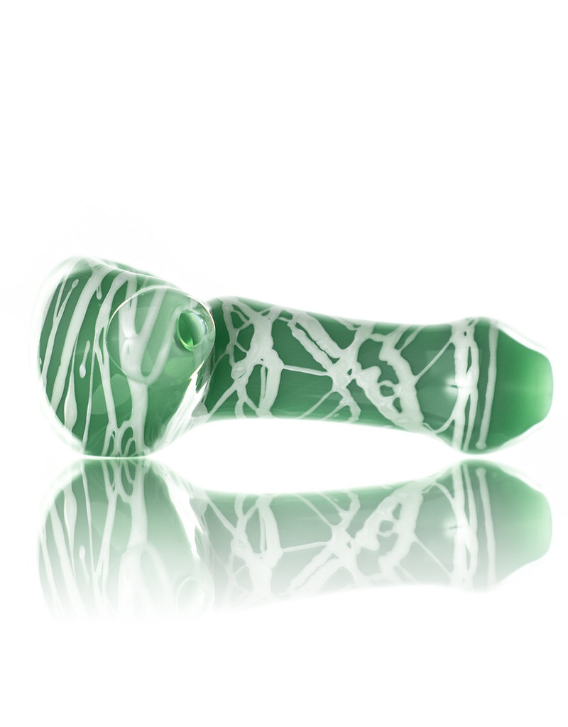 Koy Glass Glass Pipe White Splatter on JADE by Koy Glass