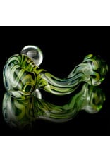 Glass Pipe Zig Zag Pipe TRANSLUCENT  GREEN with Fume Accents Glass by Willow