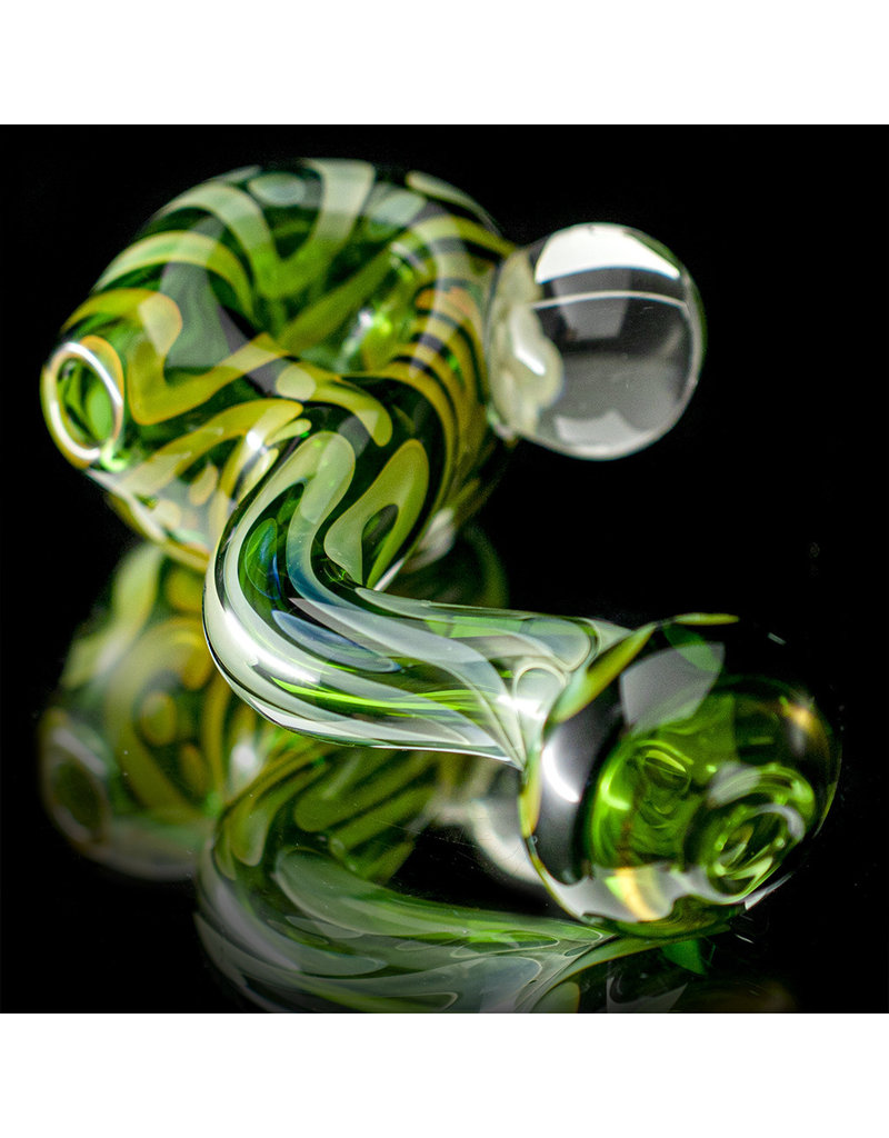 Glass Pipe Zig Zag Pipe TRANSLUCENT  GREEN with Fume Accents Glass by Willow