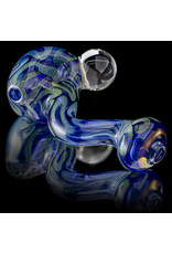 Glass Pipe Zig Zag Pipe TRANSLUCENT  BLUE with Fume Accents Glass by Willow