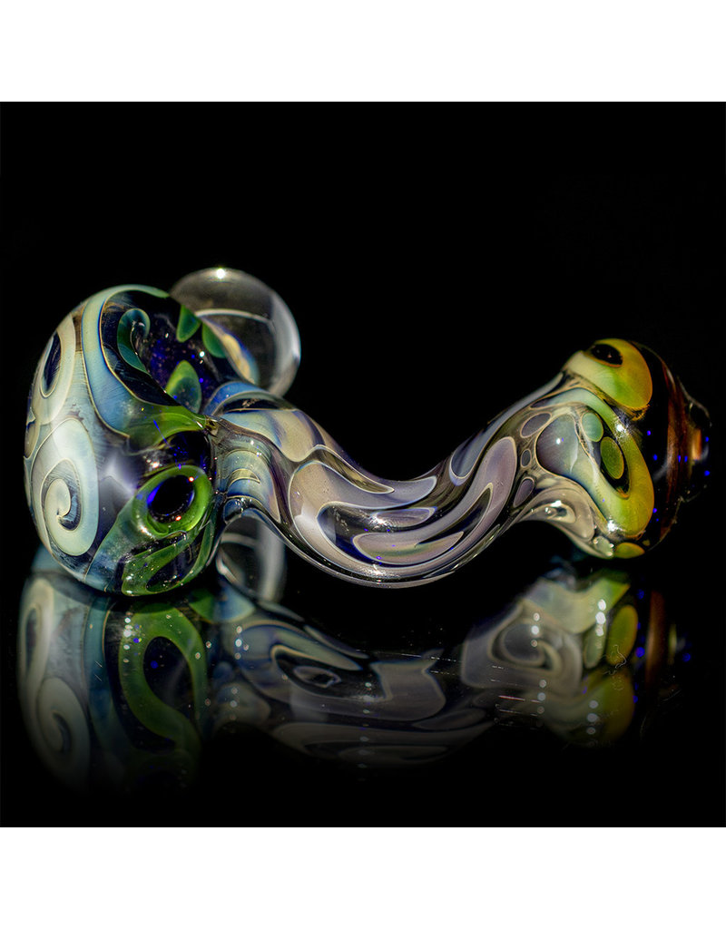 Glass Pipe Zig Zag Pipe COBALT with Fume Accents Glass by Willow