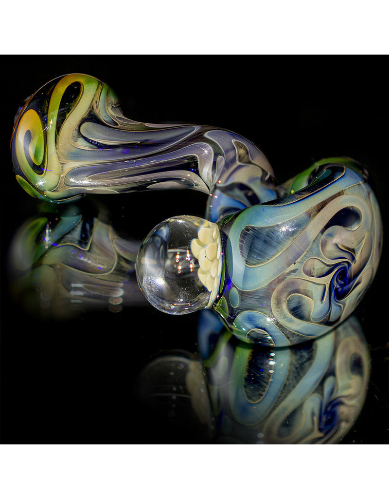 Glass Pipe Zig Zag Pipe COBALT with Fume Accents Glass by Willow