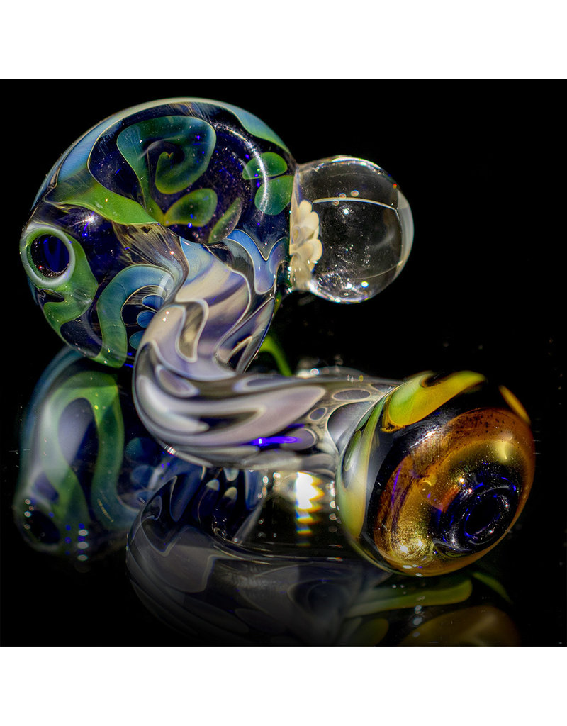 Glass Pipe Zig Zag Pipe COBALT with Fume Accents Glass by Willow