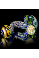 Glass Pipe Zig Zag Pipe COBALT with Fume Accents Glass by Willow