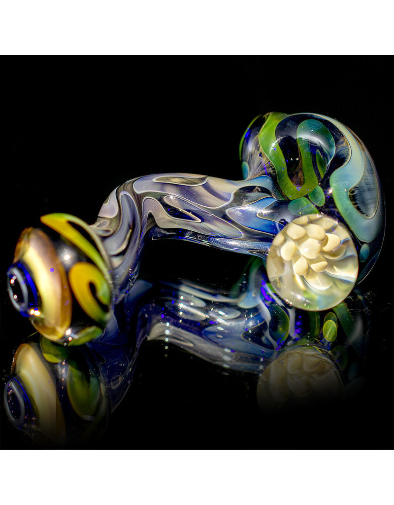 Glass Pipe Zig Zag Pipe COBALT with Fume Accents Glass by Willow