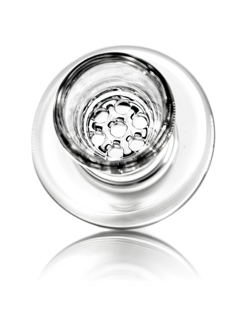 18mm CLEAR Honeycomb Disc Glass Bowl Slide by Blazing Blue Glass