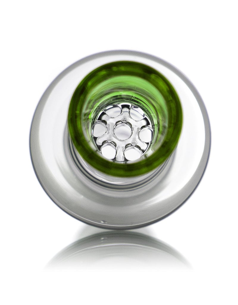 18mm GREEN Honeycomb Disc Glass Bowl Slide by Blazing Blue Glass