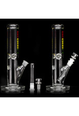 14mm 50x5 12" Tube Water Bong with slide and removable downstem 'RASTA' by Blown Glass Goods