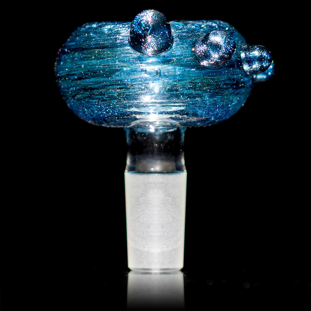 14mm Glass Bowl Slide Piece SMOKE w/ 7 Hole Glass Screen - Witch DR