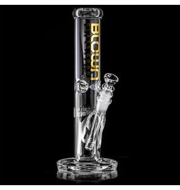 12" 50x5mm Straight Bong with GOLD FOIL Logo Accent, removable downstem and slide by BLOWN Glass Goods