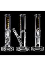 12" 50x5mm Straight Bong with GOLD FOIL Logo Accent, removable downstem and slide by BLOWN Glass Goods