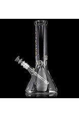 12" 50x5mm Beaker Bong with SILVER FOIL Logo Accent, removable downstem and slide by BLOWN Glass Goods